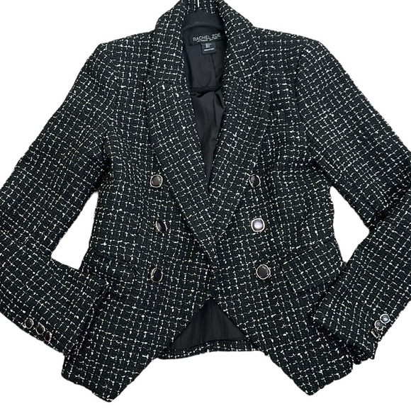 Rachel Zoe black and sliver tweed jacket size small - Picture 1 of 12